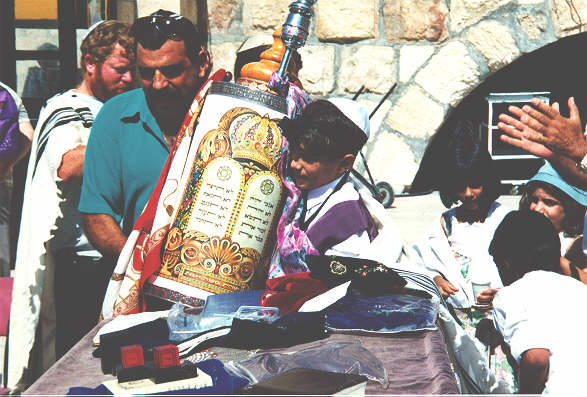 One of several simultaneous Barmitzvahs at the Wailing Wall