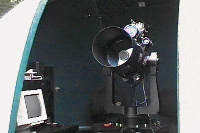 View of COSETI dome in open position showing 10" SCT