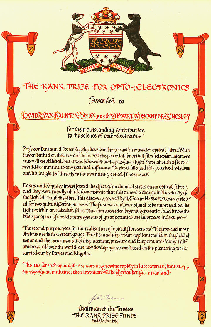 Rank Prize Certificate